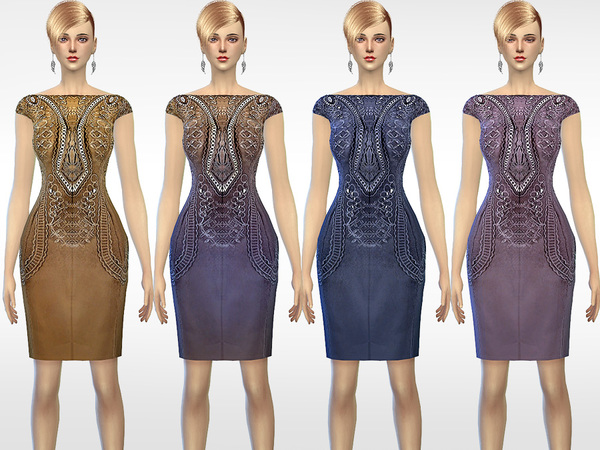 Sims 4 Embroidered dress by S Club LL at TSR