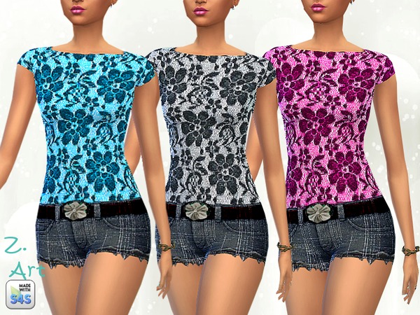 Sims 4 Lace Flower top by Zuckerschnute20 at TSR