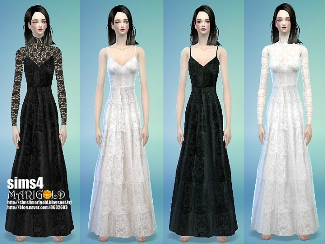 Sims 4 Long lace dress at Marigold