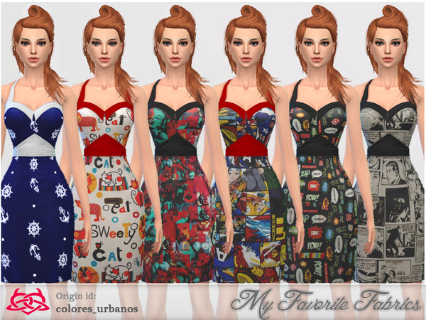 Sims 4 My Favorite Fabrics Pin Up dress 02 by Colores Urbanos at TSR