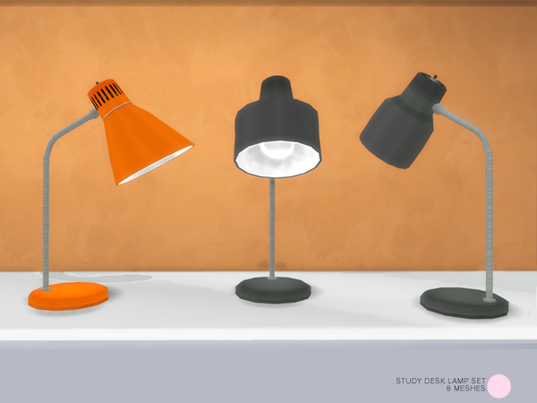 Sims 4 Study Desk Lamp Set by DOT at TSR