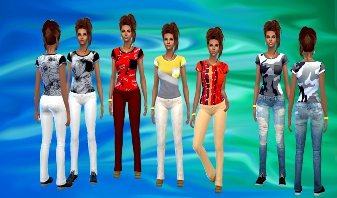 Sims 4 A few T shirts and Jeans at Dreaming 4 Sims
