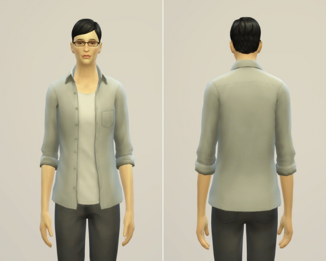 Sims 4 Open shirt edit in 12 solid colors at Rusty Nail