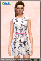 Bird print dress by Fashion Victim at Blacky’s Sims Zoo