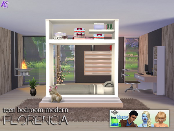 Sims 4 Florencia modern teenroom by Jomsims at Khany Sims