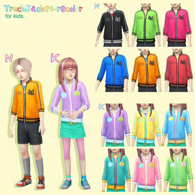 Sims 4 Truck Jacket recolor for kids at Imadako