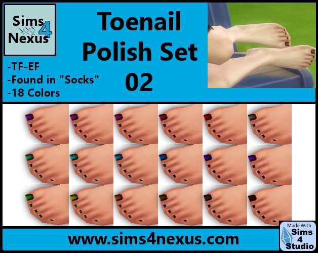 Sims 4 Toenail Polish Set 02 by SamanthaGump at Sims 4 Nexus