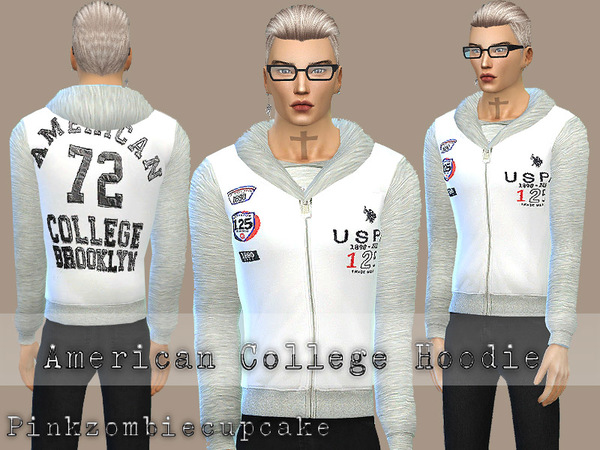 Sims 4 American College Hoodie by Pinkzombiecupcakes at TSR