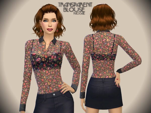Sims 4 Transparent Blouse by Paogae at TSR