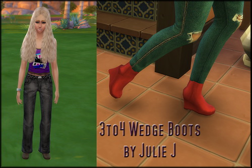 Sims 4 Female Wedge Boots 3to4 at Julietoon – Julie J