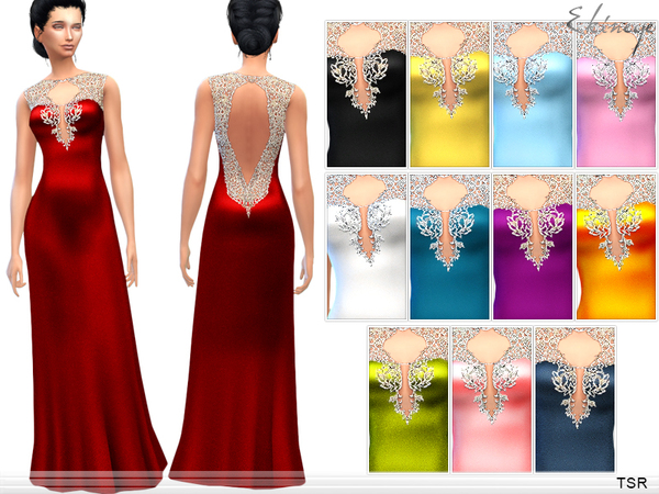 Sims 4 Long Elegant Dress by ekinege at TSR