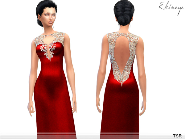 Sims 4 Long Elegant Dress by ekinege at TSR