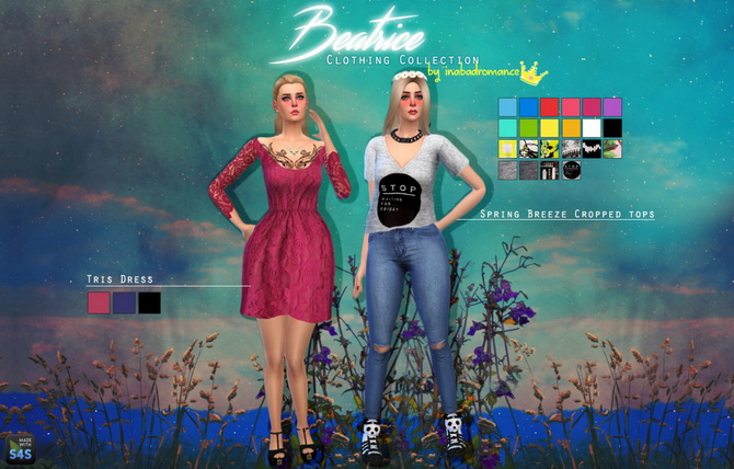 Sims 4 Beatrice tops and dresses at In a bad Romance