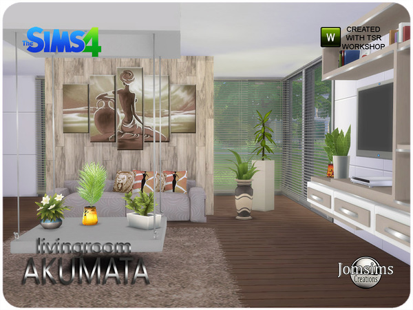Sims 4 Akumata living room by jomsims at TSR