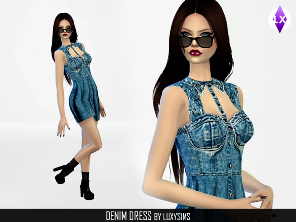 Sims 4 Denim Dress by Luxy Sims3 at TSR