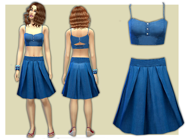 Sims 4 Denim Co ord Skirt and Top Set by shanelle.sims at TSR