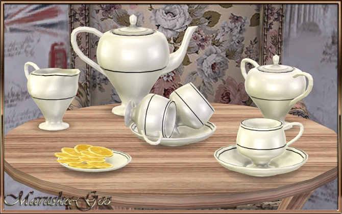Sims 4 Five o’clock set of dishes at Maruska Geo