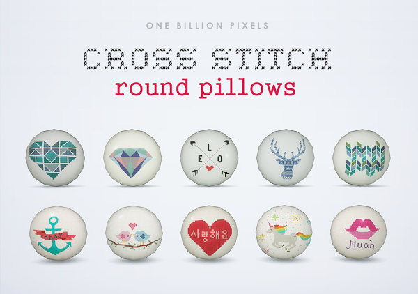 Sims 4 Cross Stitch Round Pillows at One Billion Pixels