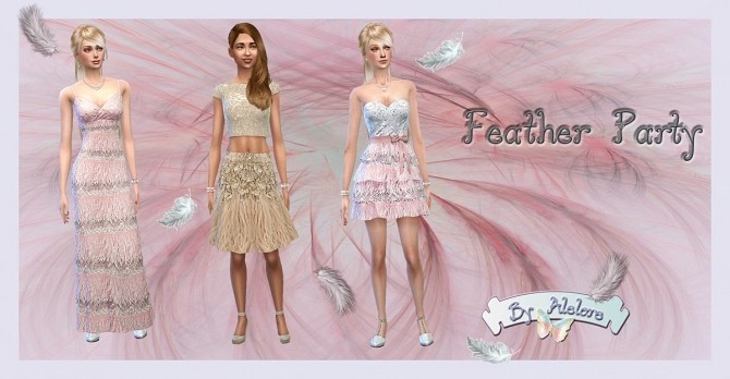 Sims 4 FEATHER PARTY dress at Alelore Sims Blog