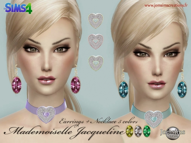 Sims 4 Mademoiselle Jacqueline earrings and necklace at Jomsims Creations