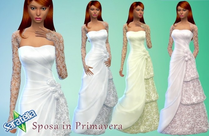 Sims 4 Bride in Spring gown at Saratella’s Place