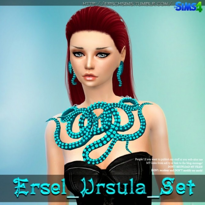 Sims 4 Ersel Ursula necklace and earrings at ErSch Sims