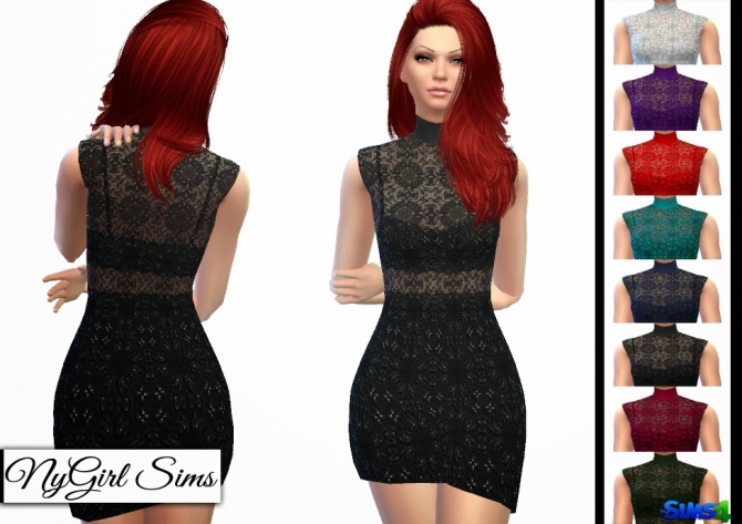 Sims 4 Turtleneck Lace Cutout Dress at NyGirl Sims