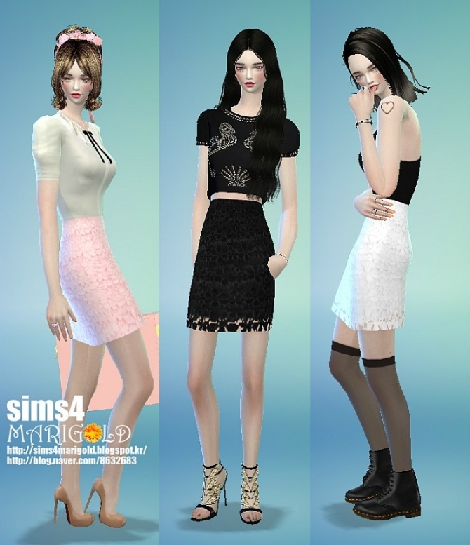 Sims 4 H line lace skirt at Marigold