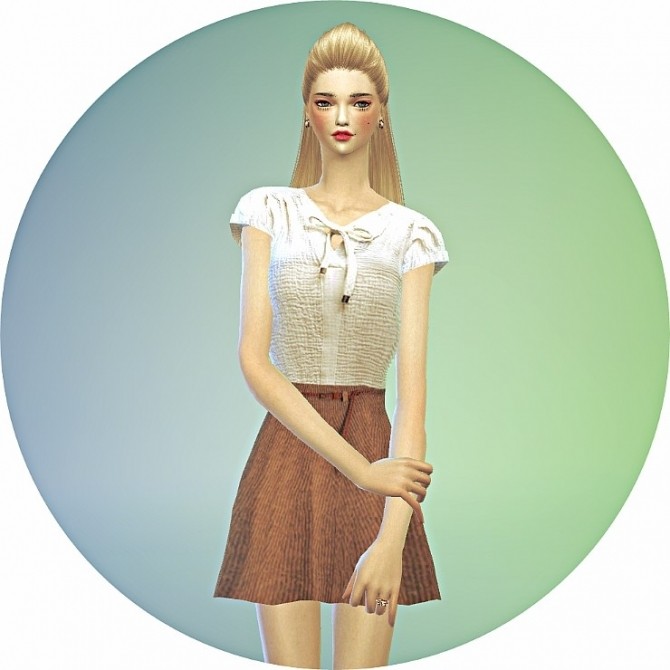 Sims 4 Knitted flare skirt & tucked top at Marigold