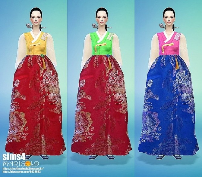 Sims 4 Korean traditional costumes han bok set at Marigold