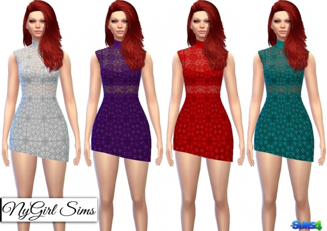 Sims 4 Turtleneck Lace Cutout Dress at NyGirl Sims