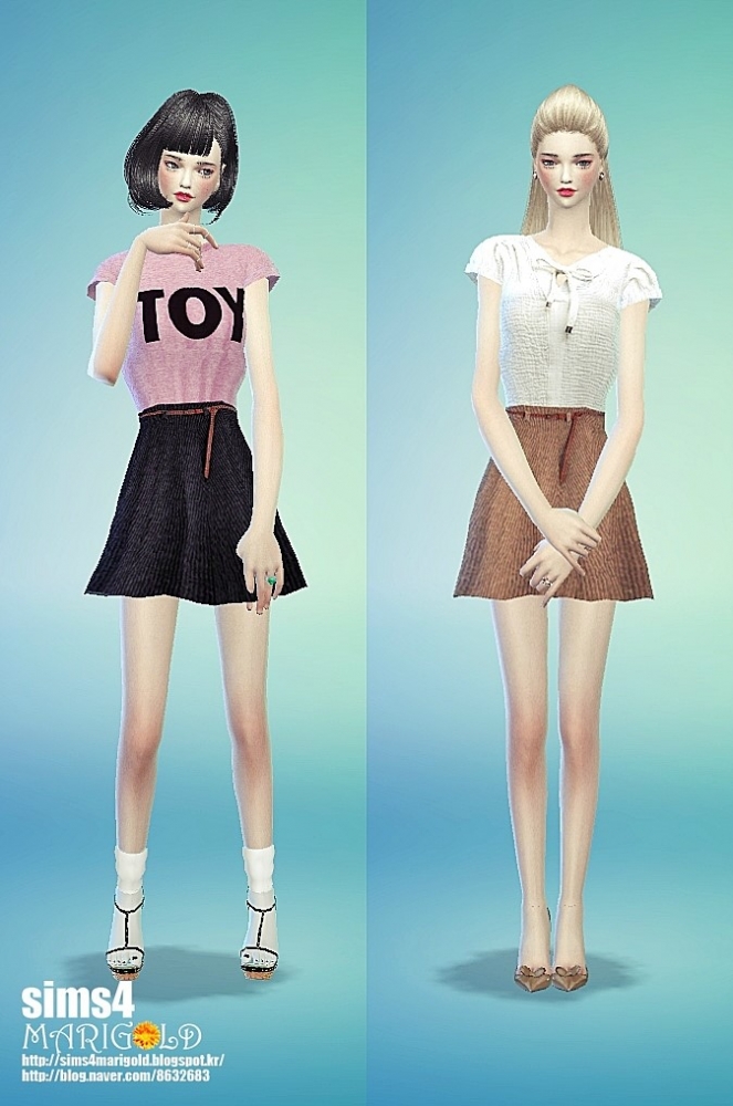 Knitted flare skirt & tucked top at Marigold » Sims 4 Updates