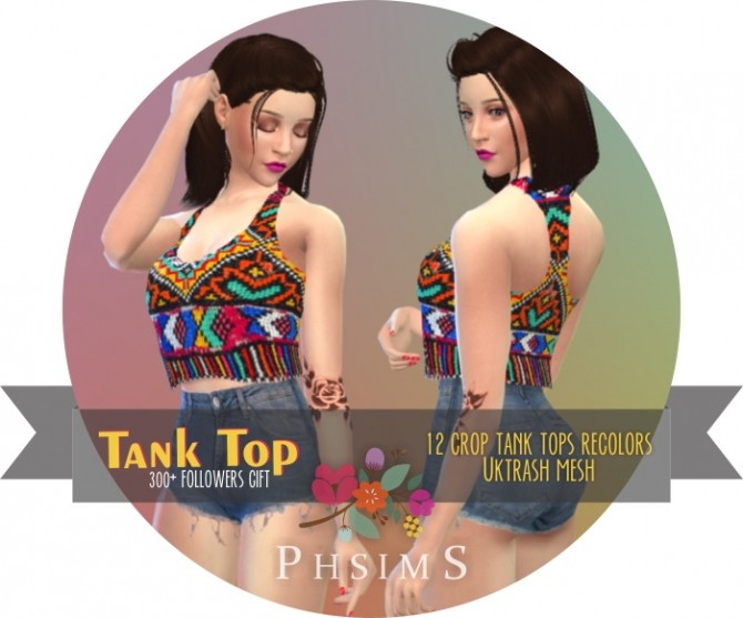Sims 4 12 crop tank tops recolors at PHSIMS