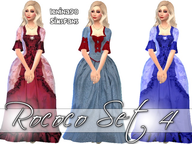 Sims 4 Rococo fourth historical gowns set by lenina 90 at Sims Fans