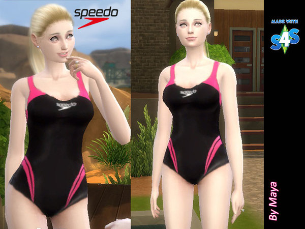 Sims 4 Black and pink bathing suit by mayadee at TSR