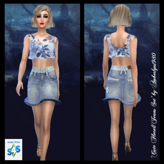 Sims 4 Cute Floral Jeans Outfit at Amberlyn Designs