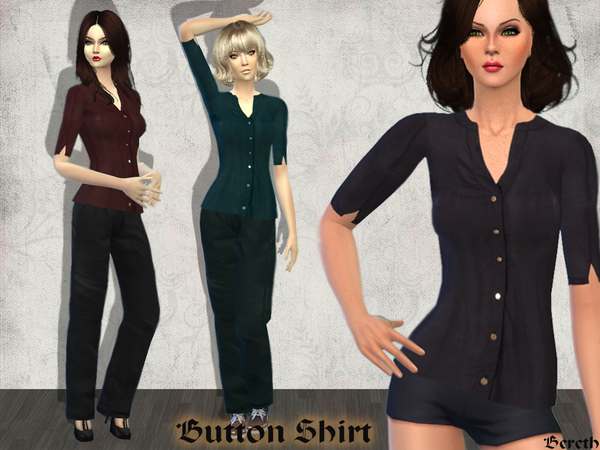 Sims 4 Button Up Shirt by Bereth at TSR