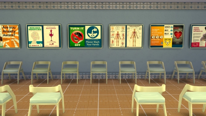 Sims 4 Get to Work Decorative Hospital Wall Clutter by crackfox at Mod The Sims