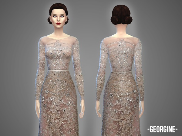 Sims 4 Georgine gown by April at TSR