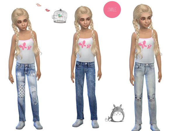 Sims 4 Sweet jeans set for girls by simsoertchen at TSR