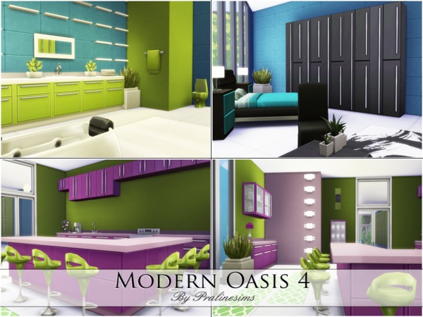 Sims 4 Modern Oasis 4 house by Pralinesims at TSR