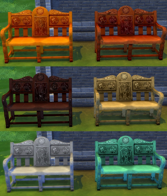 Sims 4 Medieval Loveseat conversion by Esmeralda at Mod The Sims