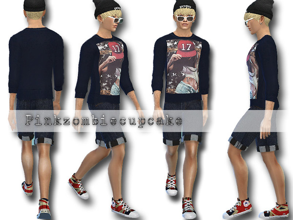 Sims 4 Union Jack Distressed sneakers by Pinkzombiecupcakes at TSR