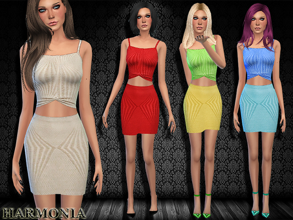Sims 4 Gathered Two Piece Bodycon dress by Harmonia at TSR