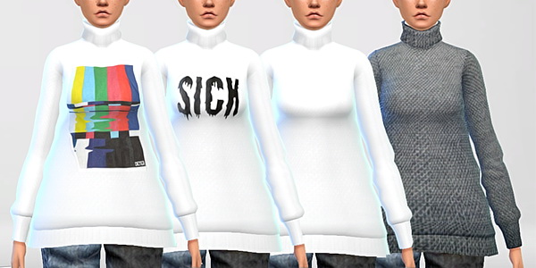 Sims 4 Loose polo neck sweater at Puresims