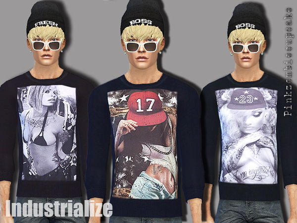 Sims 4 Industrialize sweatshirts by Pinkzombiecupcakes at TSR