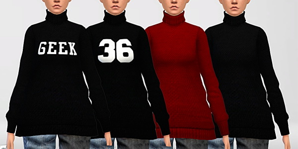 Sims 4 Loose polo neck sweater at Puresims
