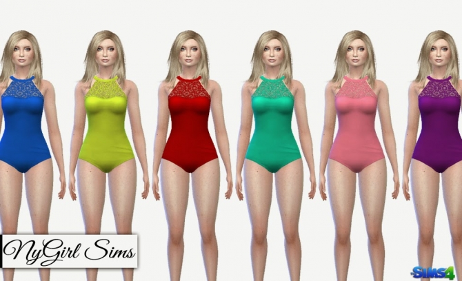 Sims 4 One Piece Lace Panel Swimsuit at NyGirl Sims