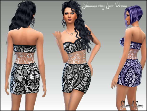 Sims 4 Shimmering Lace Dress at Shara 4 Sims