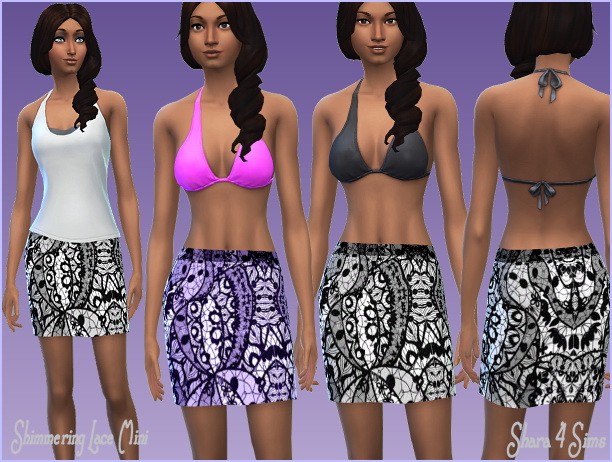 Sims 4 Shimmering Lace Mini Skirt at Shara 4 Sims